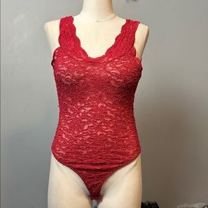 Vintage gold label Victoria’s Secret red lace chemise teddy size Small